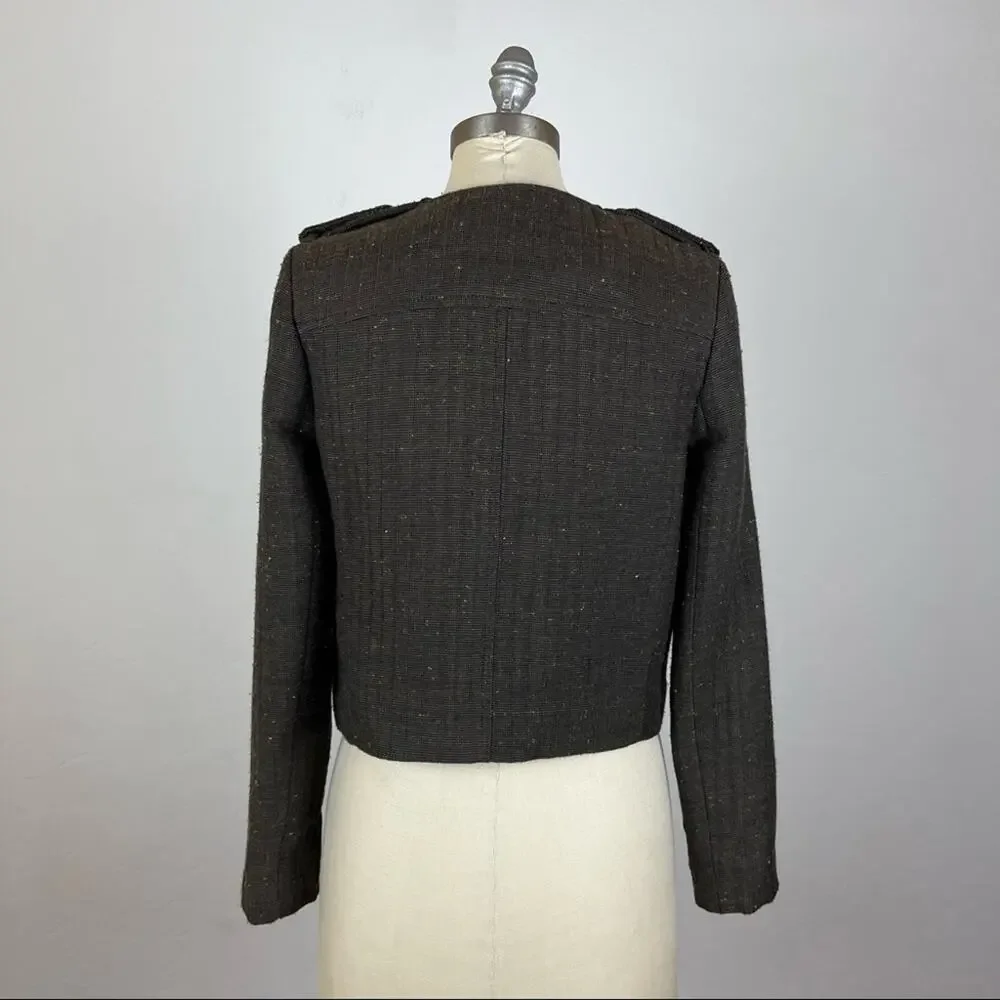 Anthropologie Cartonnier Brown Quilted Front Jacket Size 4